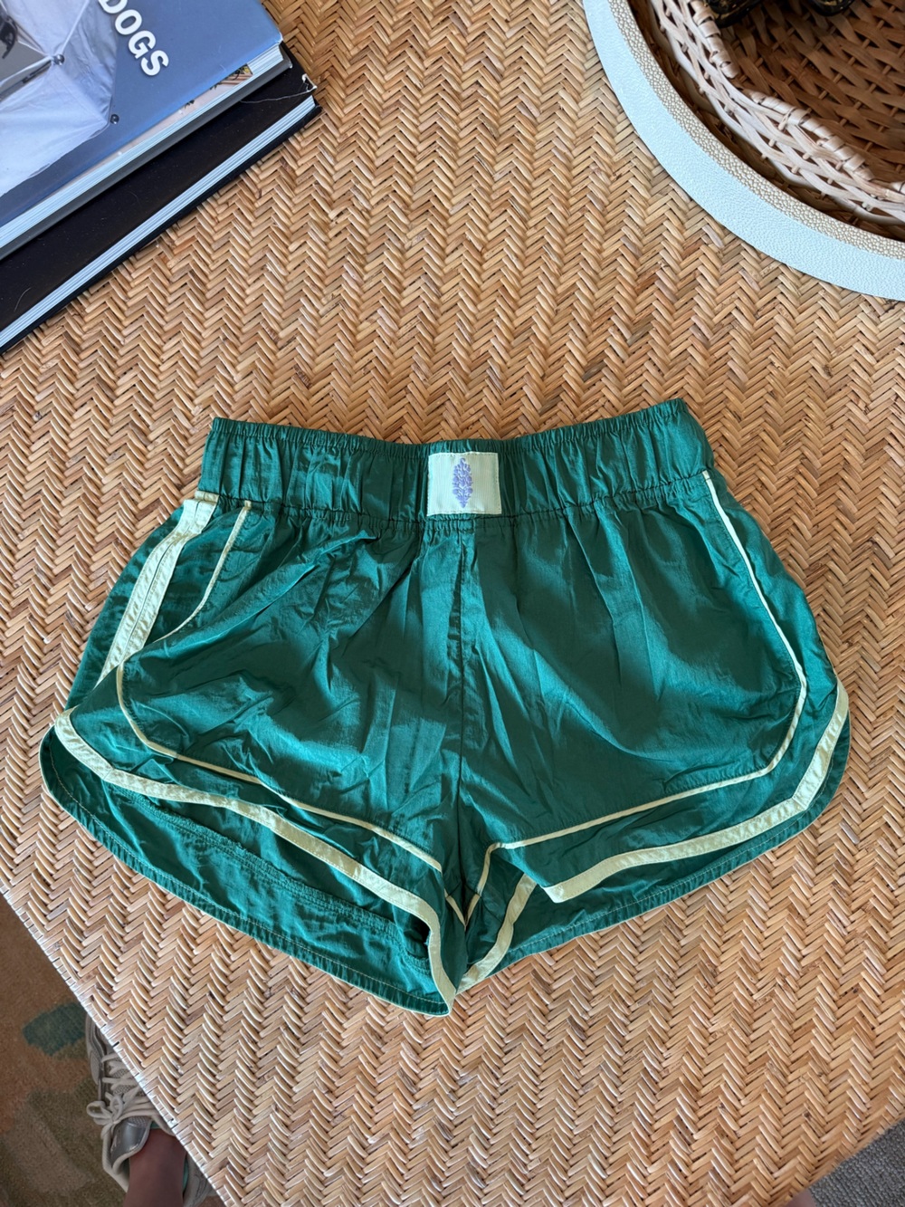 FP Movement by Free People Emerald Green Running Shorts with Light Green Trim
